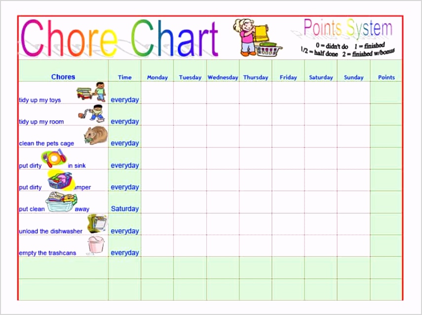 Toddler Chore Charts Printables