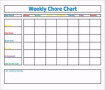 Chore Chart Template Free