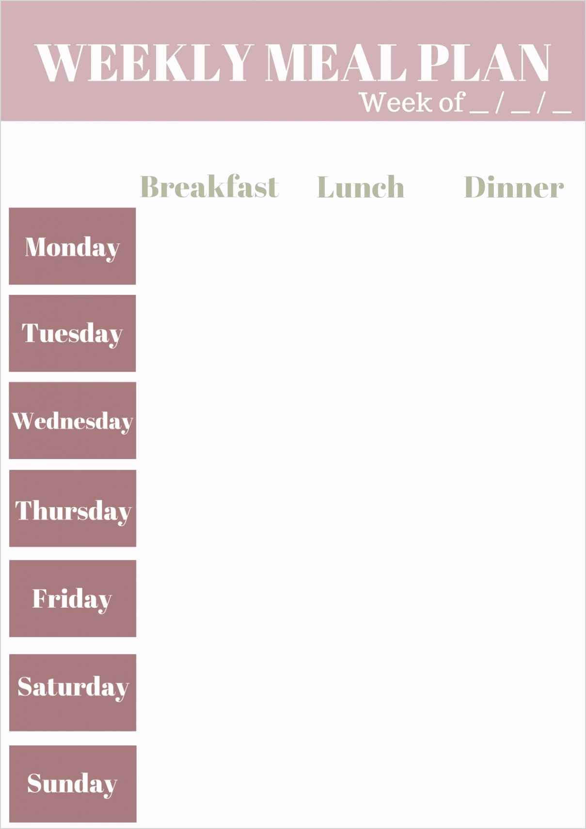 WEEKLY MEAL PLAN