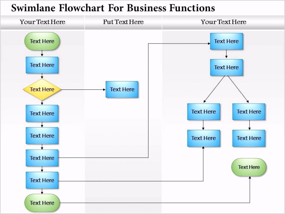 0814 business consulting diagram swimlane flowchart for business functions powerpoint slide template Slide01