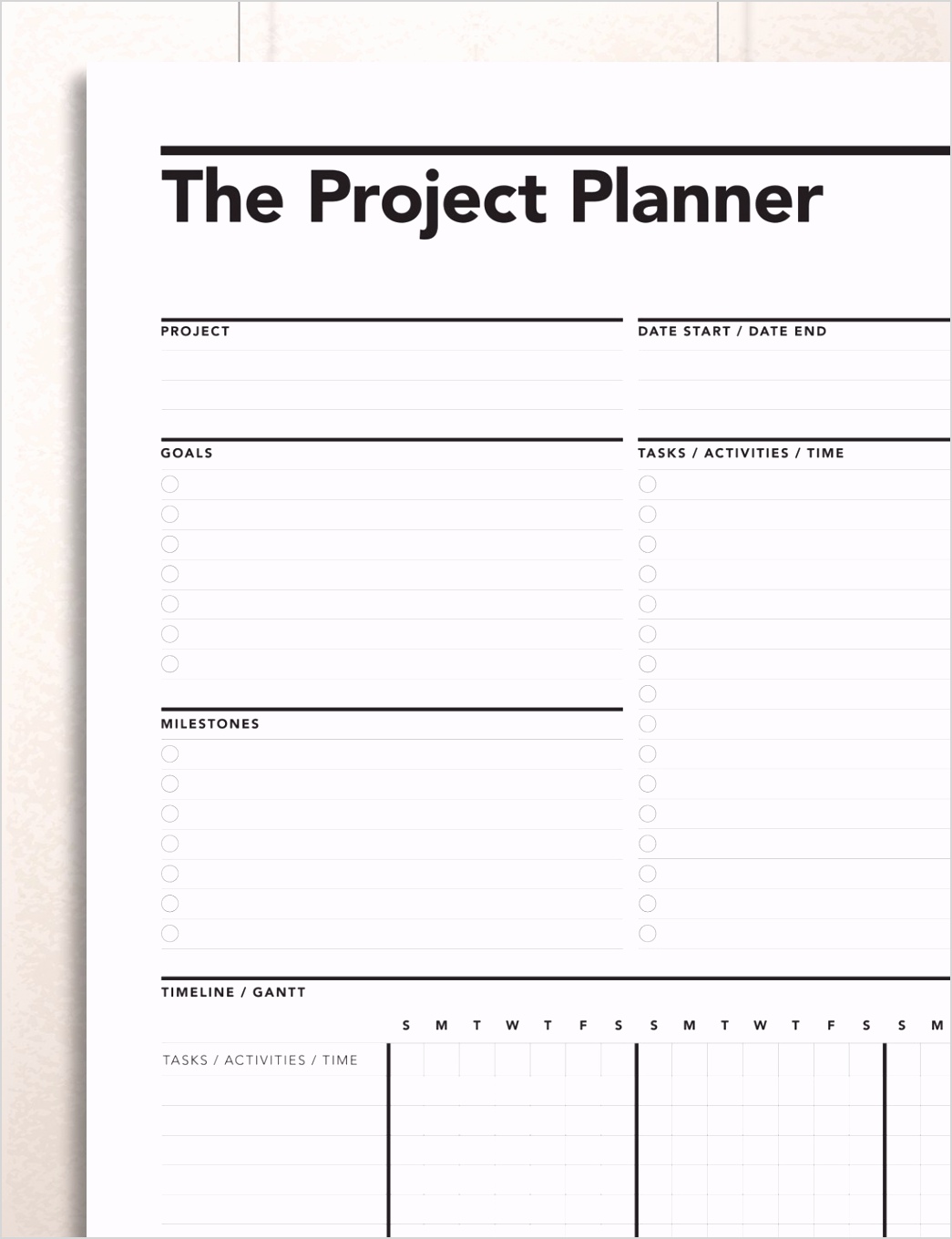 Project Planner Set A4 third