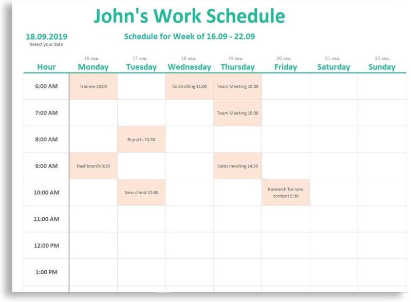 Free Excel Templates For Scheduling Employees | DocTemplates